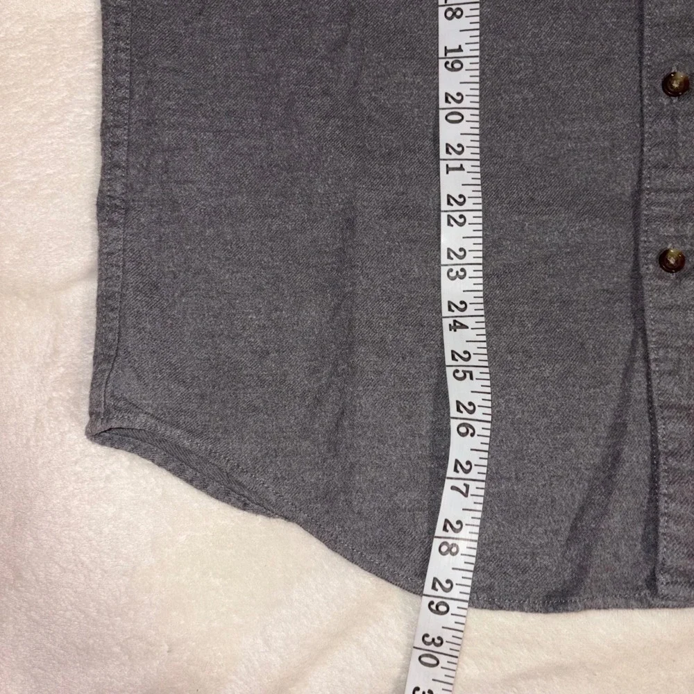 J.CREW Chamois Flannel Shirt Men Large Gray‎ Slim Elbow Patch Heavy Cotton